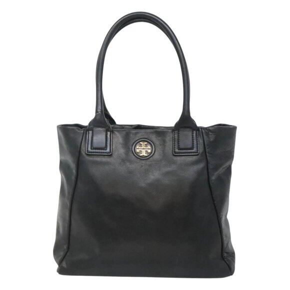 TORY BURCH Tote Bag Leather Black Gold Auth - Picture 2 of 16